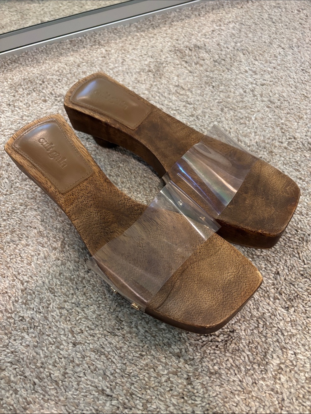 Cult Gaia Nia clear strap wooden sandals 8 - Picture 5 of 9